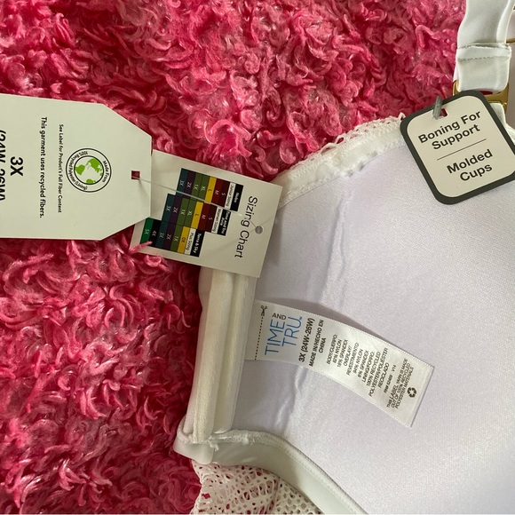NEW Time and Tru Tankini White Plus Size 3X Straps/strapless Boning Molded Cups - Picture 11 of 16